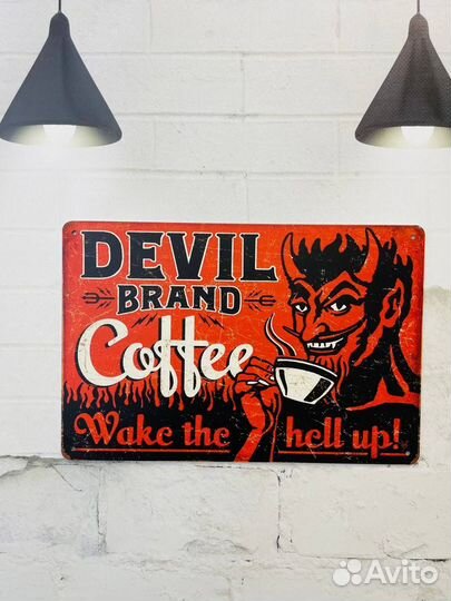 Декор на стену табличка Devil brand coffee