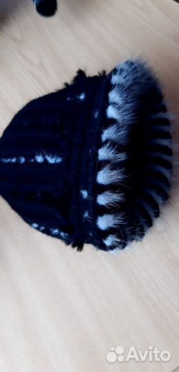 Шапка норковая вязаная женская