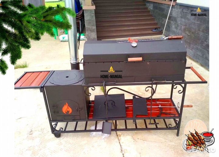 Мангал кованый новый с печью под казан