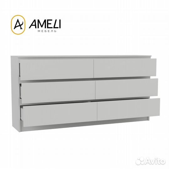 Комод с ящиками мальм-6 120х72, Белый