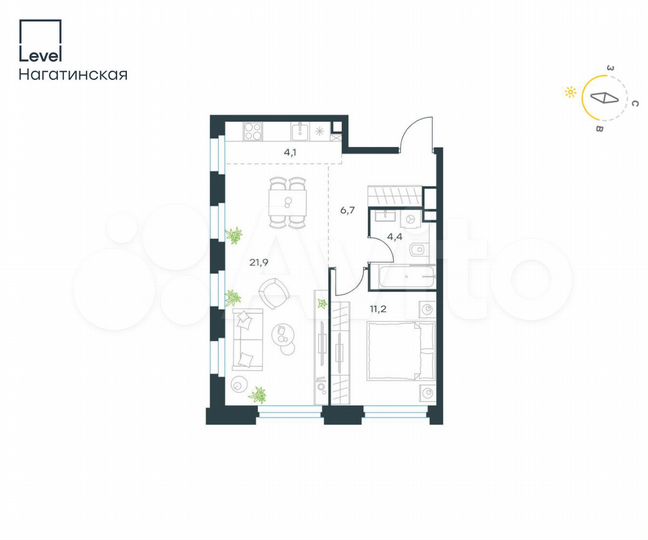 2-к. квартира, 47,9 м², 2/26 эт.