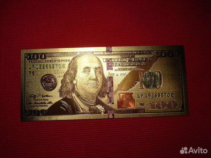 Золотая банкнота Коллекционная 100 баксов U.S.Gold