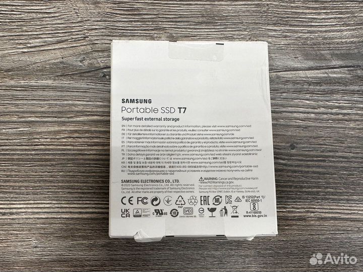 Внешний SSD Samsung T7 500 гб, серый