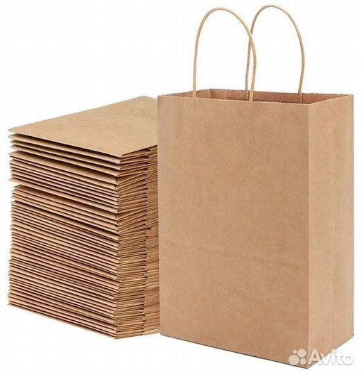 Крафт пакеты с кручеными ручками