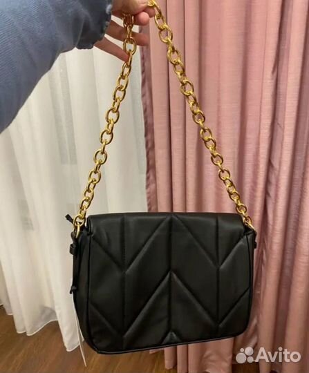 Сумка женская кросс боди на цепочке черная