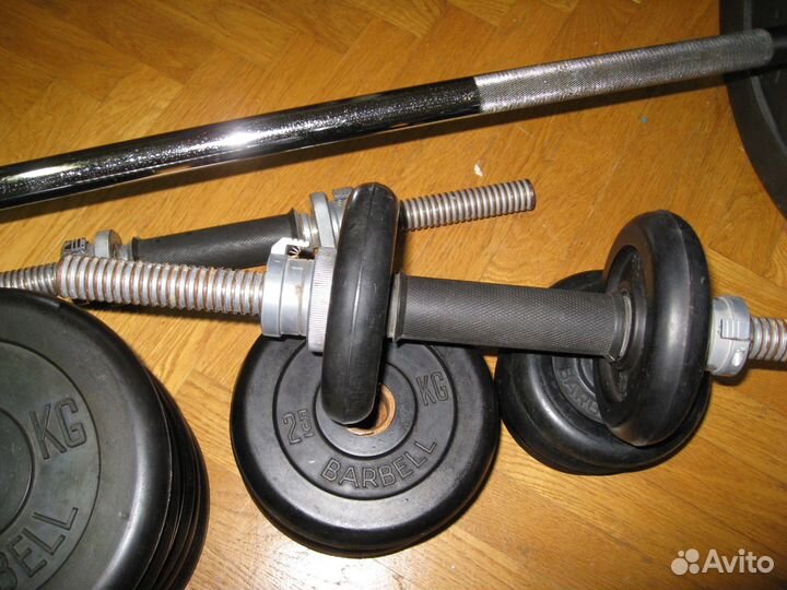 Штанга гантели обрезиненные диски 25мм