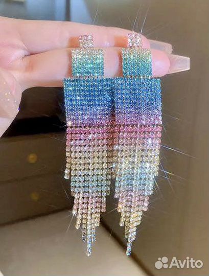 Сияющие Новогодние серьги стразы