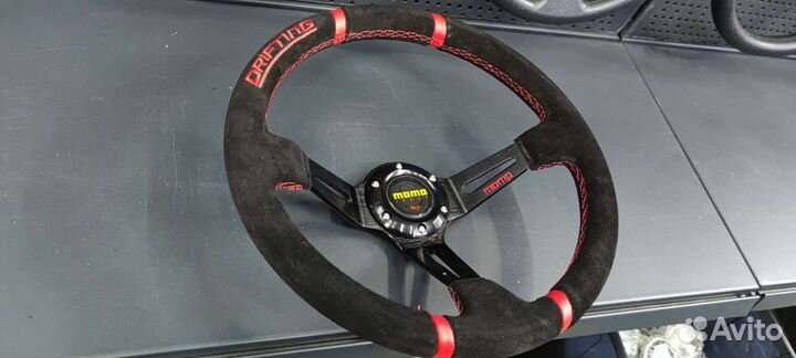 Спортивный руль momo drifting замшевый