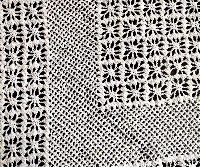 Винтажные вязаные салфетки и снежинки