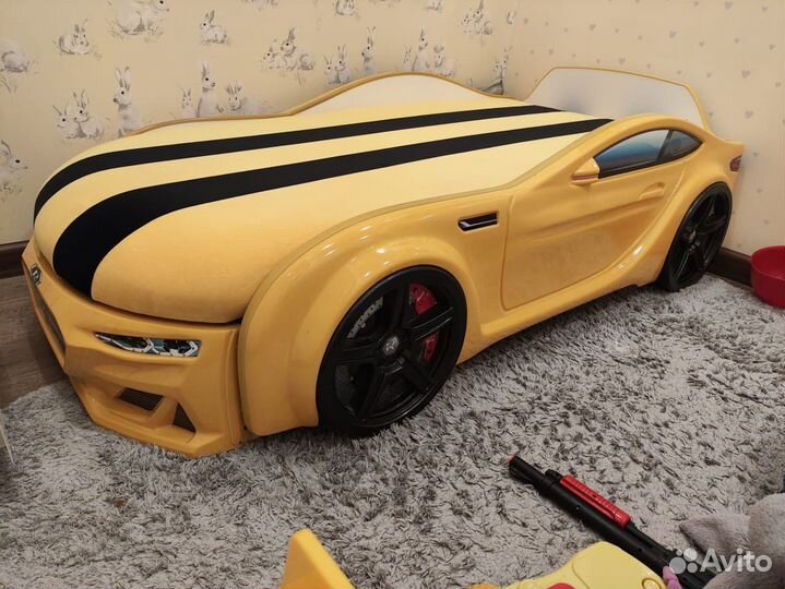 Детская Кровать-машина Baby-M желтая