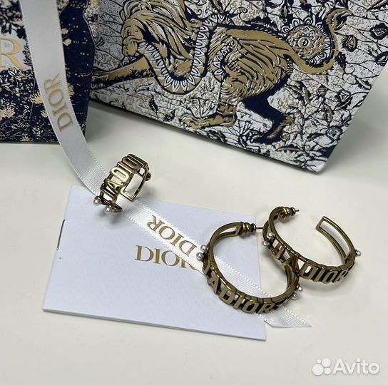 Серьги кольца Dior премиум