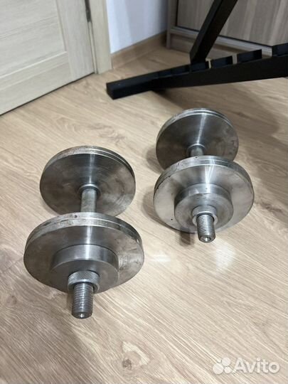 Скамья силовая + гантели разборные сталь