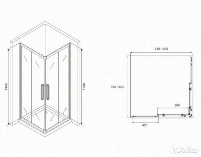 Душевой уголок Abber Schwarzer Diamant AG02100BH 100x100