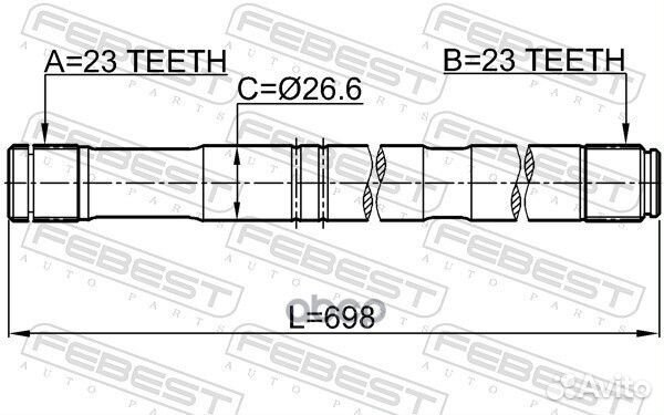 Полуось правая 23x698x23 0112ZZT251RH Febest