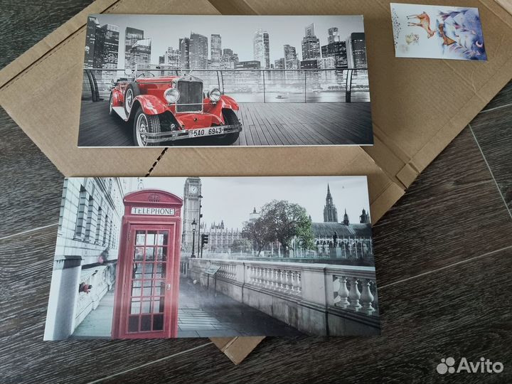 Картины 20х40 см, пенокартон, 2 шт комплект