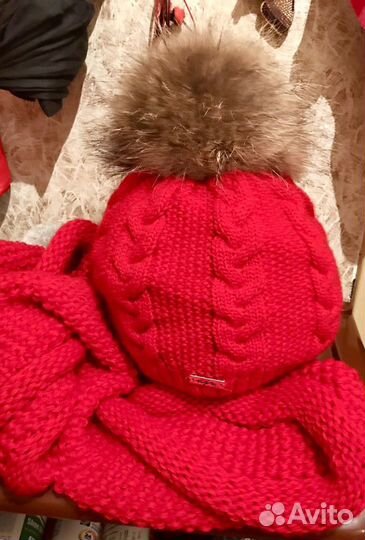 Снуд т шапка. Польша. Пумпон наруральный большой н