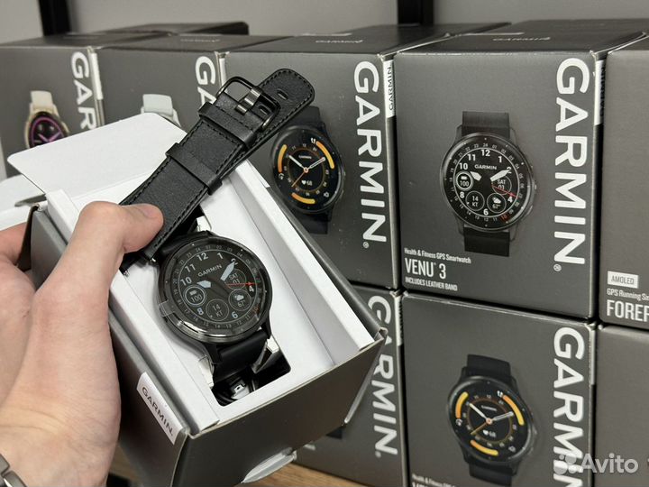 Garmin Venu 3 Black Кожа