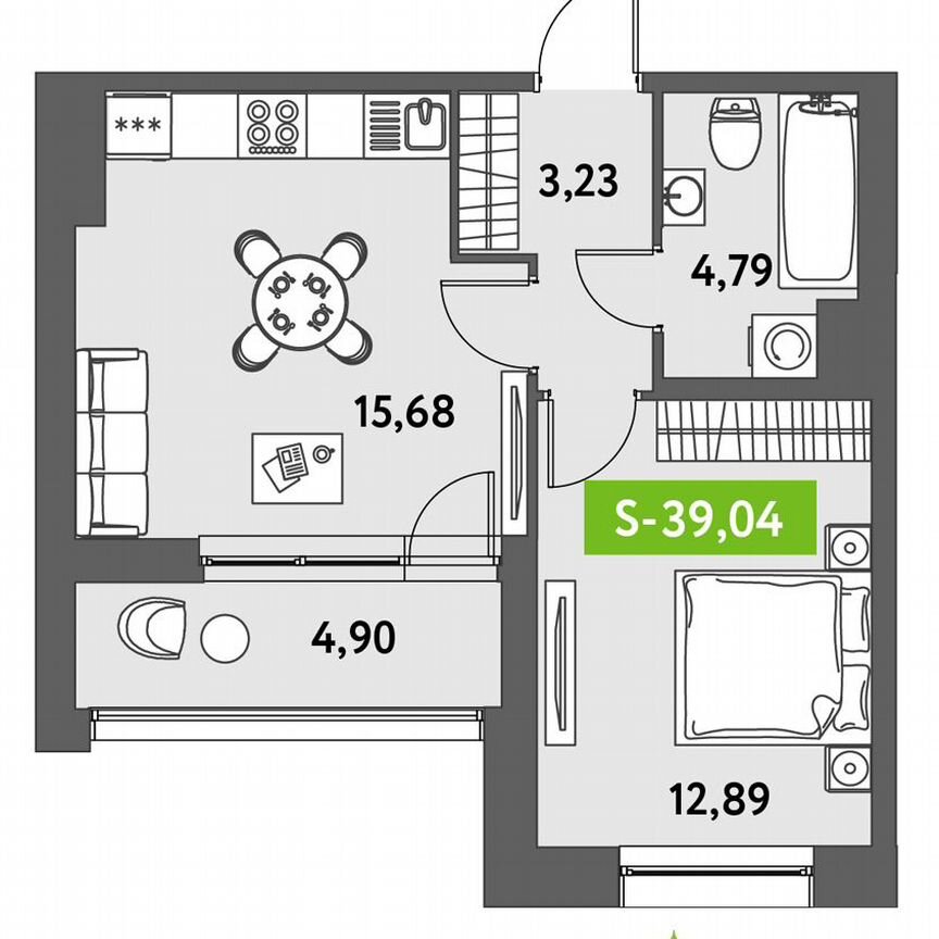 1-к. квартира, 39 м², 6/12 эт.