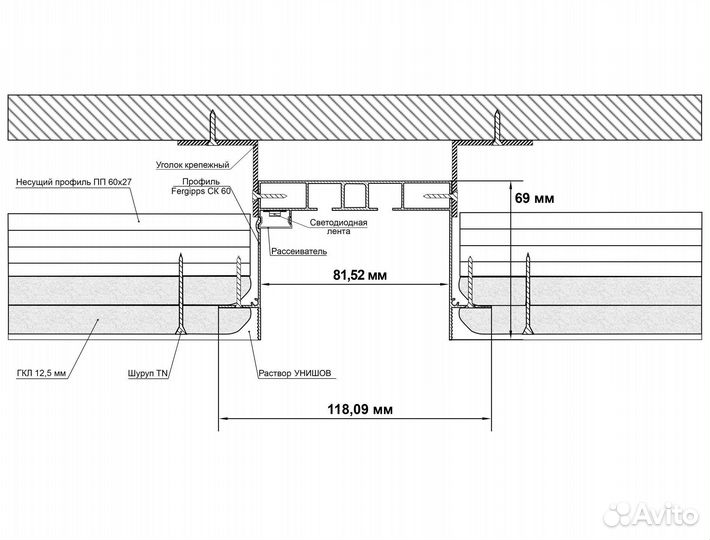 Скрытый карниз для гипс-на ск-60 fergipps черный