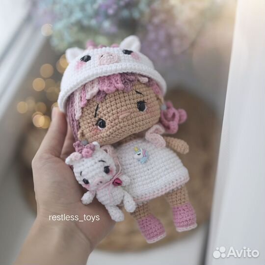 Вязаная кукла.Единорожка