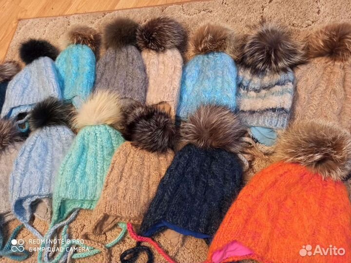 Пуховые шапки на детей