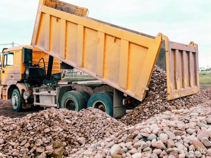 Щебень \ Песок \ Земля гранитный крупный от 3кубов