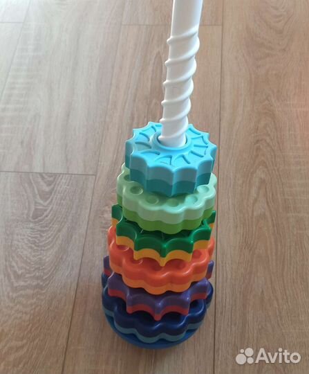 Деревянные пазлы, пирамидка спиральная от 1+