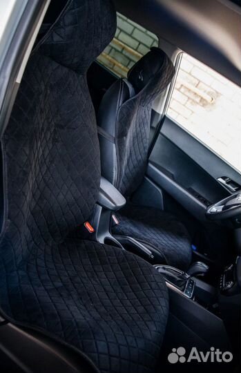 Накидки на сидения алькантара ромб чёрный