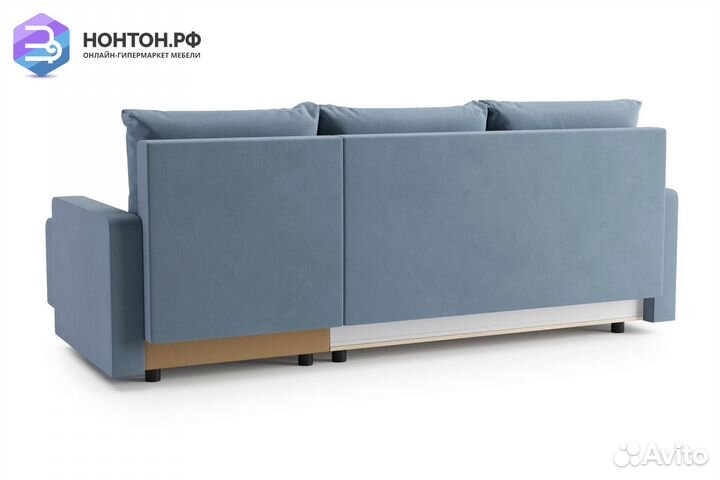 Диван угловой еврокнижка Мидгард голубой