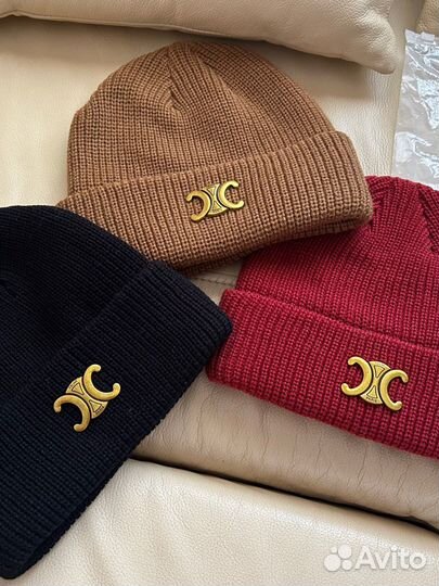 Новая Шапка celine Черный, коричневый и бордовый