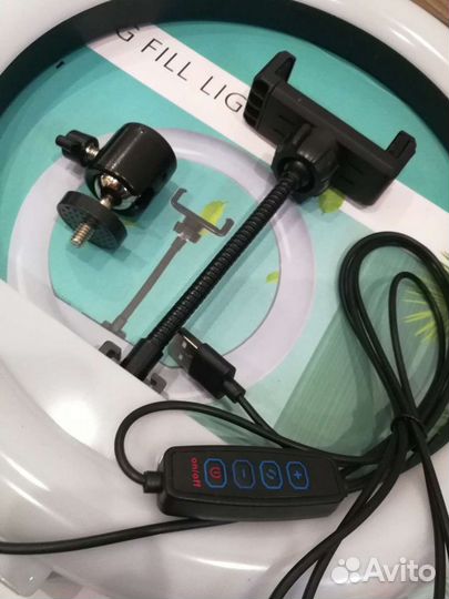 Кольцевая лампа 30см + штатив и шарнир. Новая