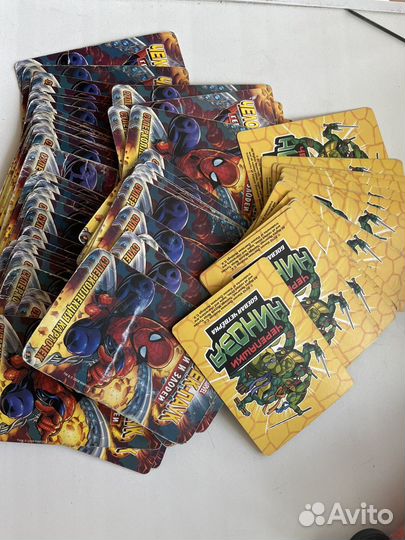 Карточки человек паук, черепашки ниндзя, фишки