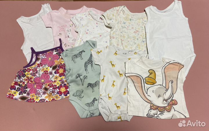 Большой пакет детских вещей для девочки 0–6 мес