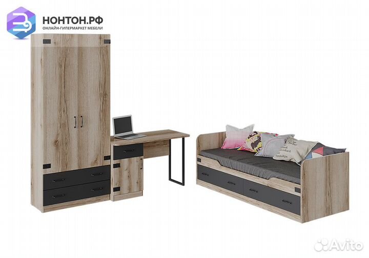 Спальный гарнитур Окланд фон черный / дуб делано