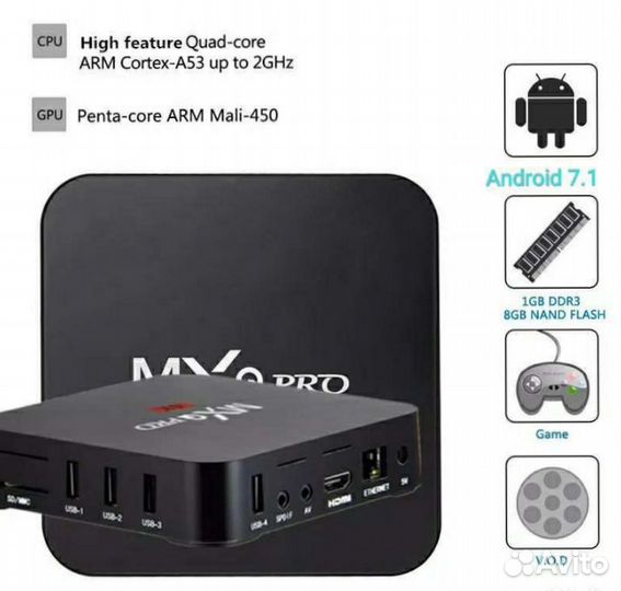 Тв приставка ресивер android 7.0/11.1