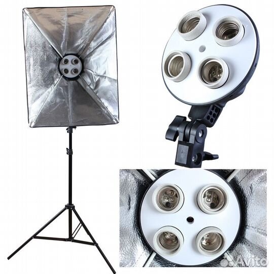Софтбокс + 4 профессиональные лампы + Сумка