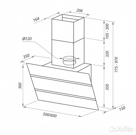 Кухонная вытяжка maunfeld Bridge 60 черный