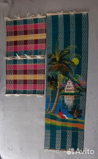 Бамбуковое панно и салфетки времён СССР