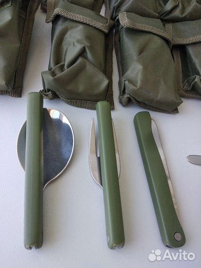 Набор Нож ложка вилка складной в чехле
