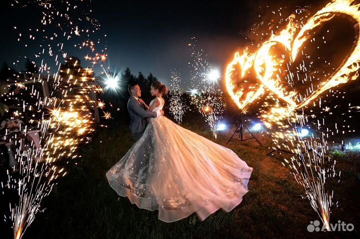 Огненное сердце на свадьбу, фаер шоу
