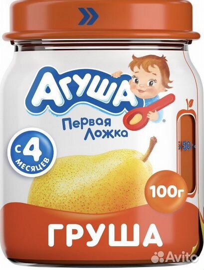 Детское питание агуша фруктовое пюре Груша обмен