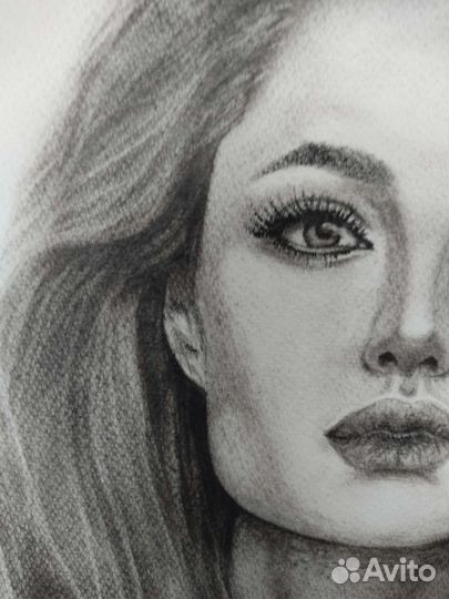 Картина маслом на бумаге Анджелина Джоли