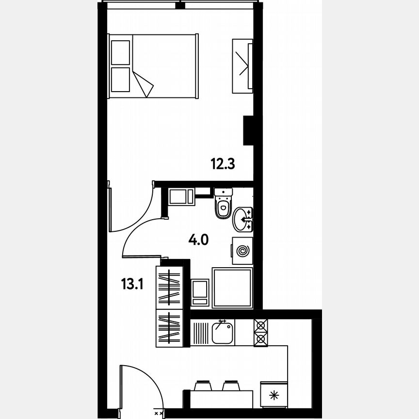 Апартаменты-студия, 29,4 м², 4/10 эт.