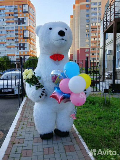 Ростовая кукла Белый Мишка поздравление