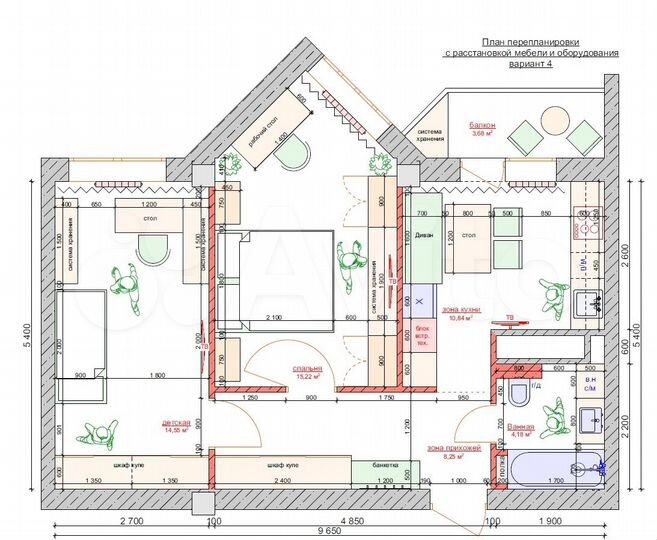 2-к. квартира, 53,3 м², 7/14 эт.