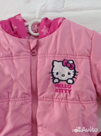 Куртка лёгкая hello kitty, размер 80-86 + варежки