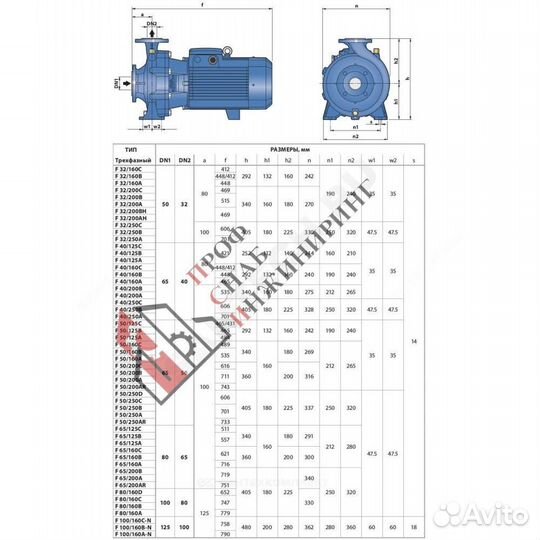 Насос F 50/160 A PN10 3х400В/50 Гц Pedrollo 4FN501