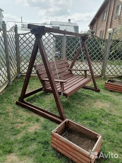 Садовые качели, деревянные, ручной работы