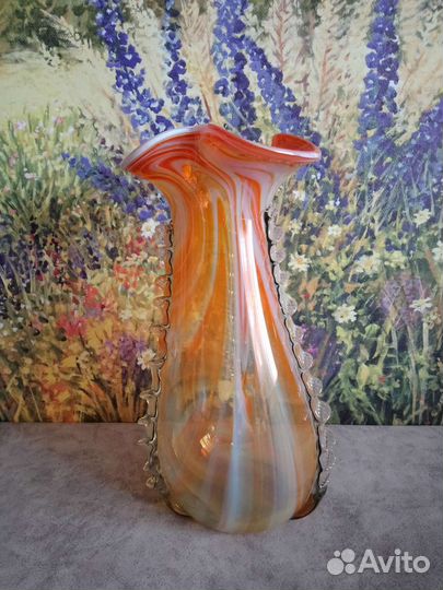 Ваза цветное гутное стекло