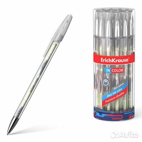 Ручка гелевая erich krause InColor Flora, синяя, и